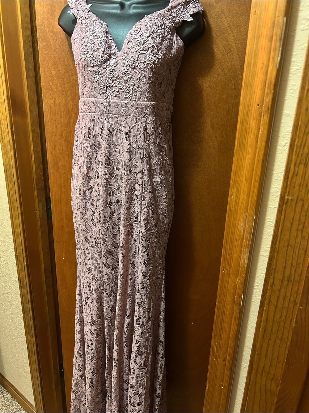 Elegant Lace V-Neck Special Occasion Dress in Dusty Rose